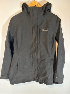 Columbia Dark Gray Hooded Waterproof Shell Jacket omni-tech